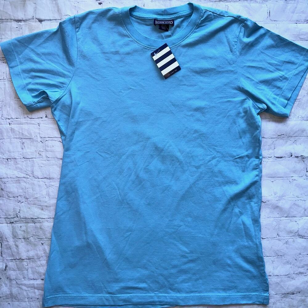 NWT Women’s Medium Lands’ End Light Blue SS Tunic Tee 100% Cotton Top Shirt